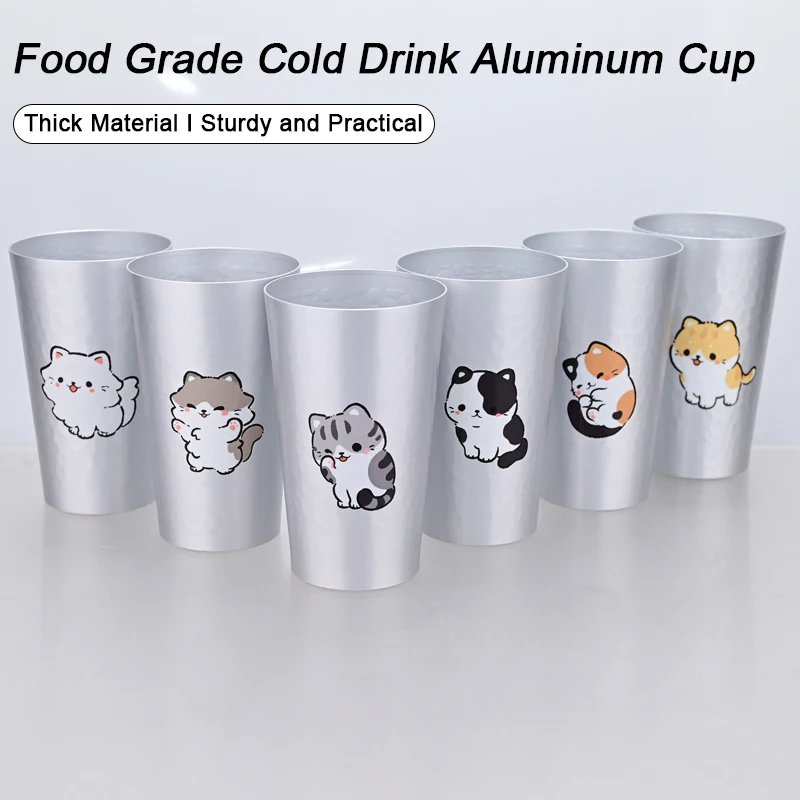 Description Picture 2 of itemCute Cat Aluminum Cup Cartoon Animal Cat Anti-fall Water Cup Beer Mugs Metal Cola Cold Drink Juice Cups For Pub Bar Outdoor Home