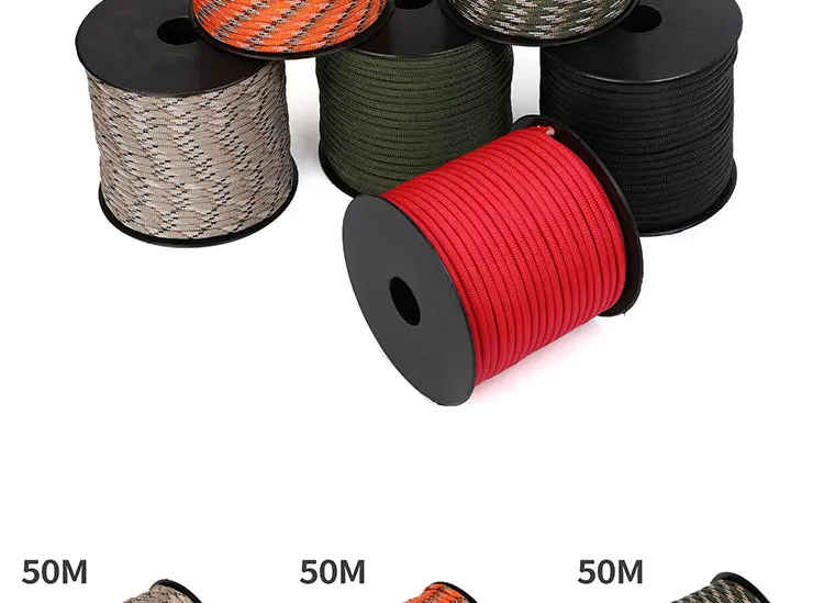 Description Picture 3 of item7 Strand 4mm Paracord Rope 550 Military Tactical Parachute Cord Camping Survival Accessories Tent Lanyard DIY Bracelet Weaving