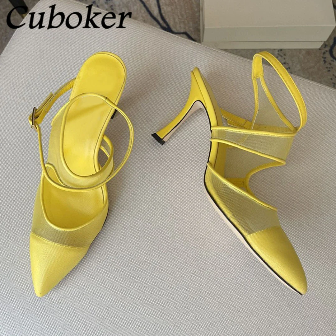 Sandals Women Yellow Thin Heel Yellow Dress Sandals Women 2023