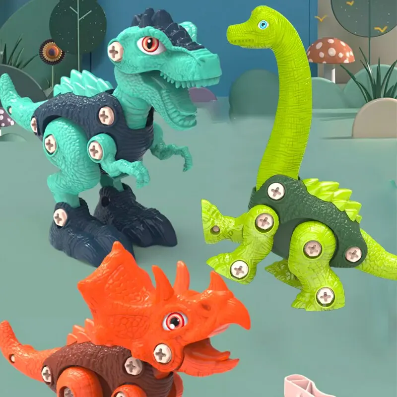 Dinosaur Toy DIY with Electric Drill Screws Building Blocks for Assembly Construction