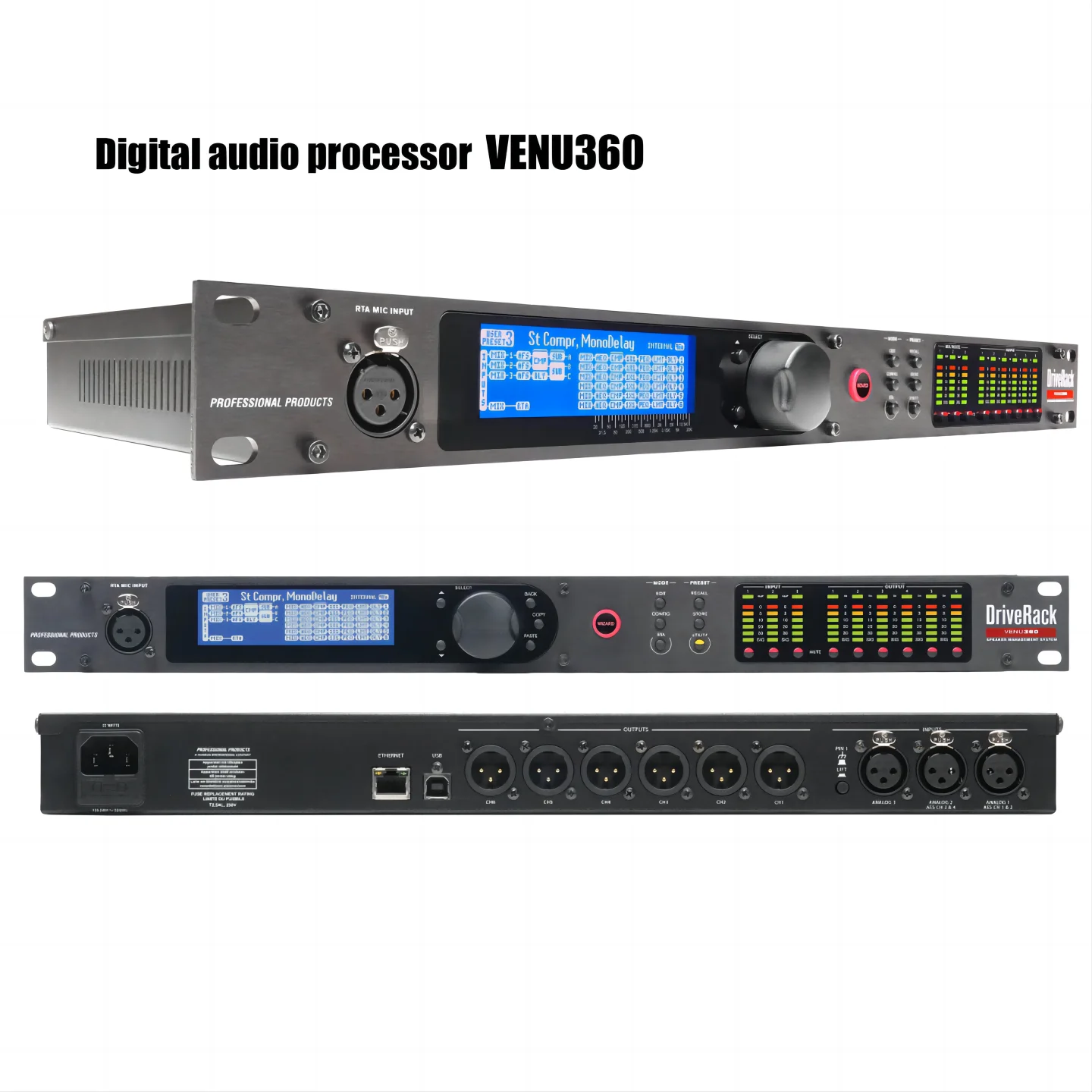 VENU360 Driverack Professional Audio Processor 3 In 6 0ut Complete Loudspeaker ManageSound System Digital Music Audio Processor