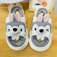 Mo Dou All Senson Designer Slippers Cute Cartoon Lovely Animals Bedroom Cotton Home Shoes Indoor Thick Sole Couples Men Women 1