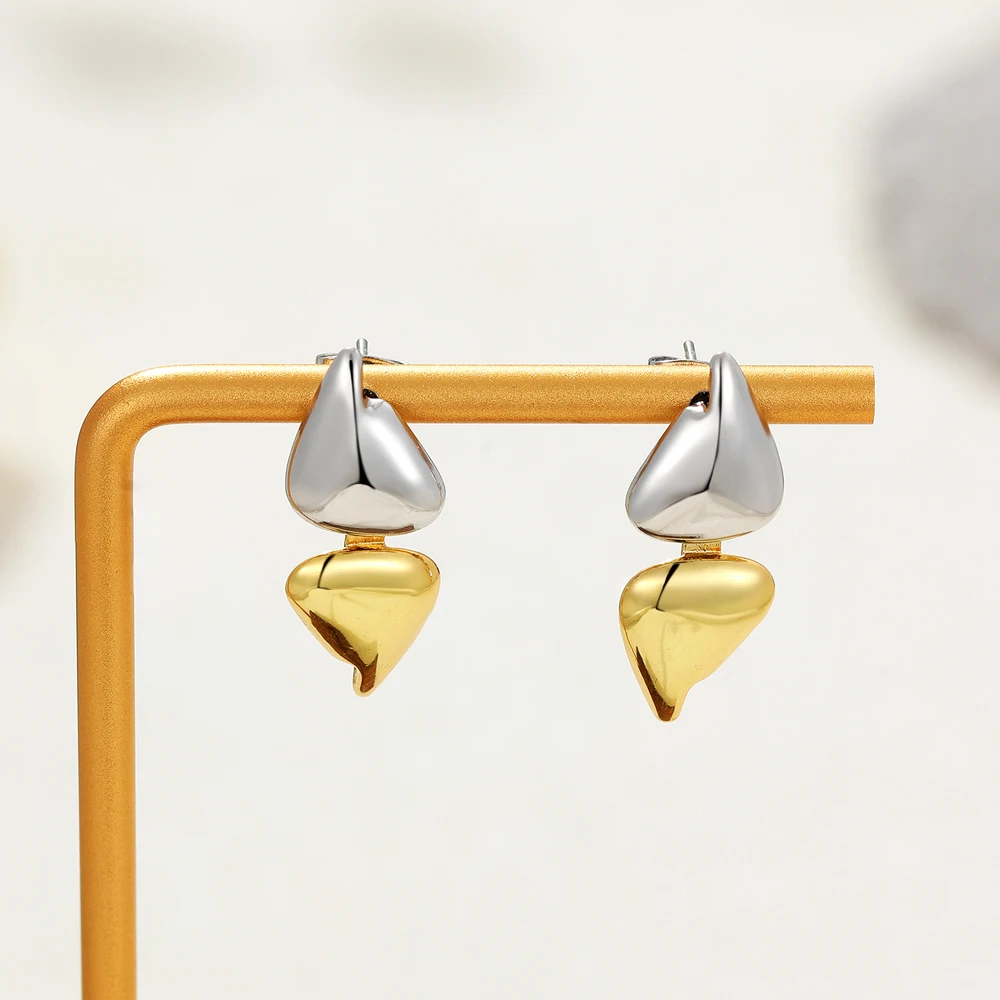 Vintage Two-tone Double Waterdrop Statement Earring Blaze Mixed Metal Convertible Drop Earrings Designer Aesthetic Jewelry Aros