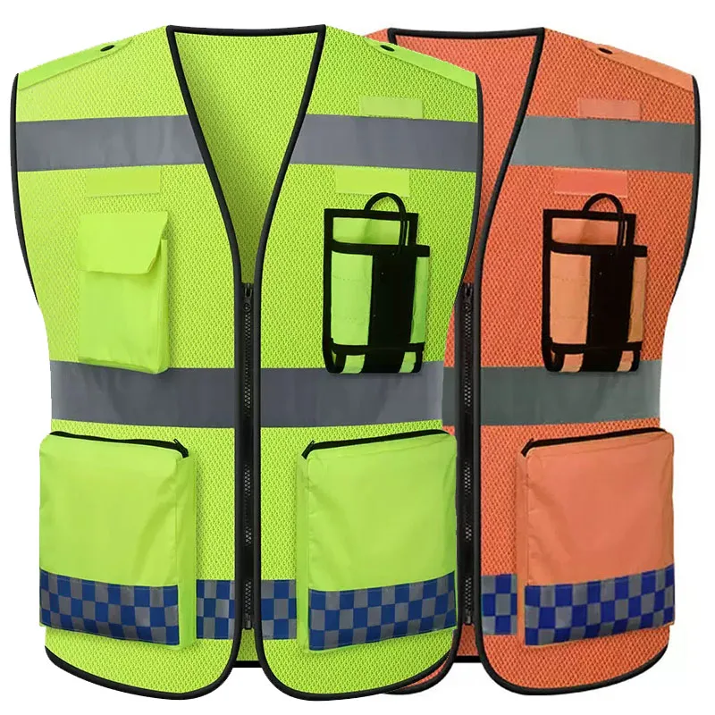 High Visibility Safety Vests With Zipper Pockets for Outdoor