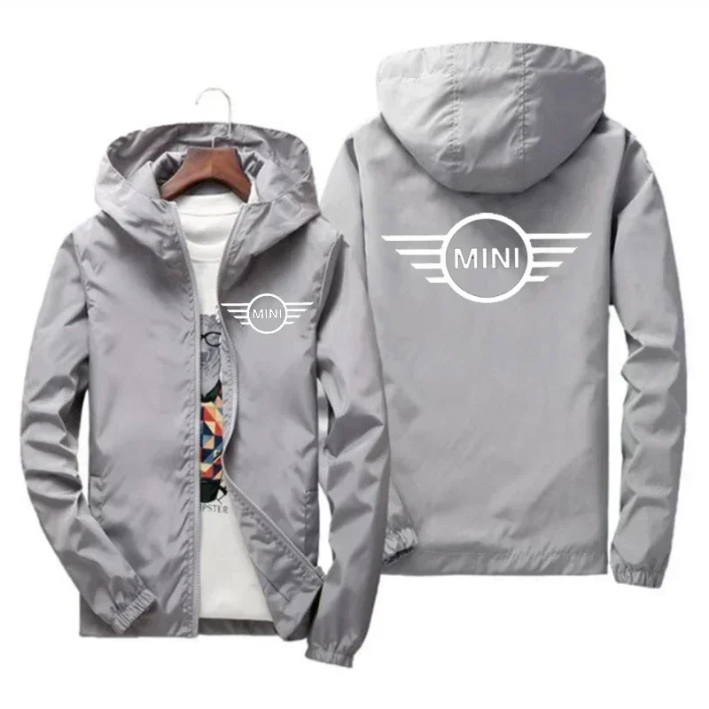 Men's Hooded Bomber zipper Jacket, Latest Mini Cooper pattern Print, Xipper Casual Windbreaker, Fashion Car, Spring and autumn 4