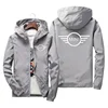 Men's Hooded Bomber zipper Jacket, Latest Mini Cooper pattern Print, Xipper Casual Windbreaker, Fashion Car, Spring and autumn 4