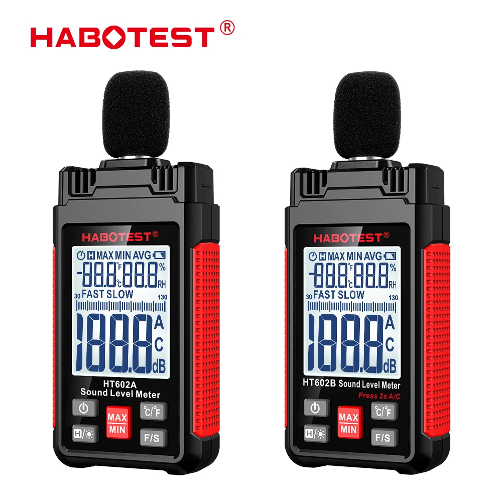 HABOTEST HT602 Sound Meter Audio Level Meter Sonometro Sound Decibelimetro 30-130dB Decibel Portable Noise sound level meter digital noise meter