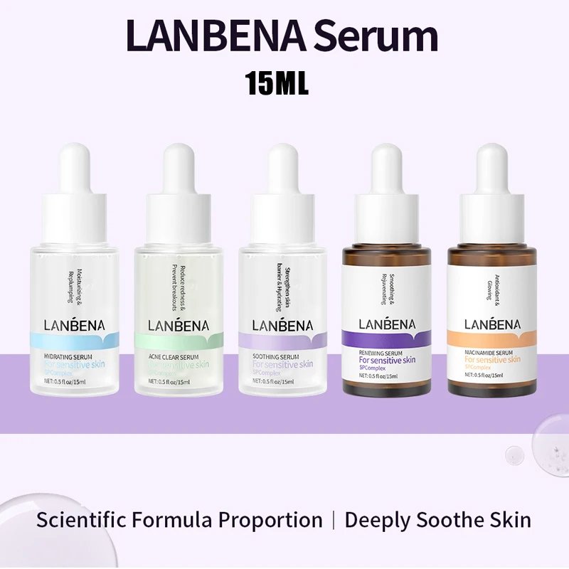 

LANBENA Niacinamide Face Serum Facial Whitening Anti Aging Wrinkle Hyaluronic Acid Moisturizing Shrink Pores Serum 17ML