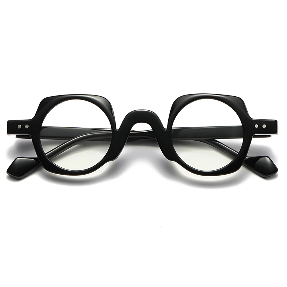 Retro Round Punk Glasses for Men Women Clear Lens Fashion Frame Vintage Hexagon Decoration