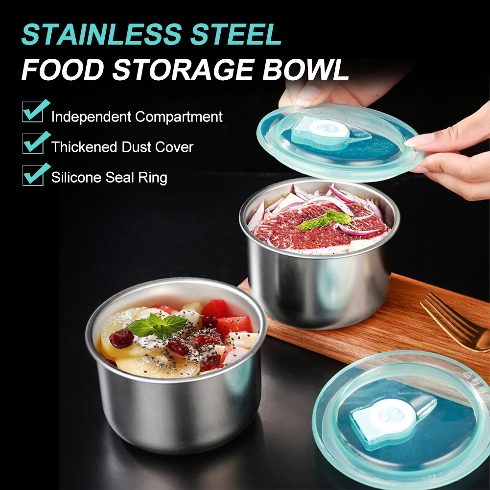 

7-11cm Stainless Steel Food Prep Bowls Bowl With Lid Food Storage Bowl Leakproof Nesting Bowl Dishwasher Safe Kitchen Supplies