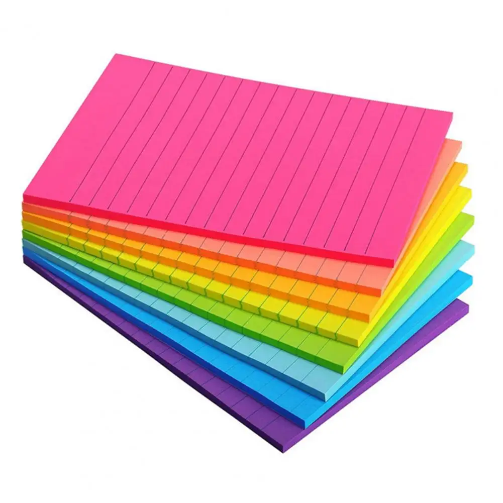 

Lined Sticky Notes 8pcs 10x15cm Lined Sticky Note Set 8 Bright Colors 45 Sheets/pad Self-stick Super Sticking Power Mini