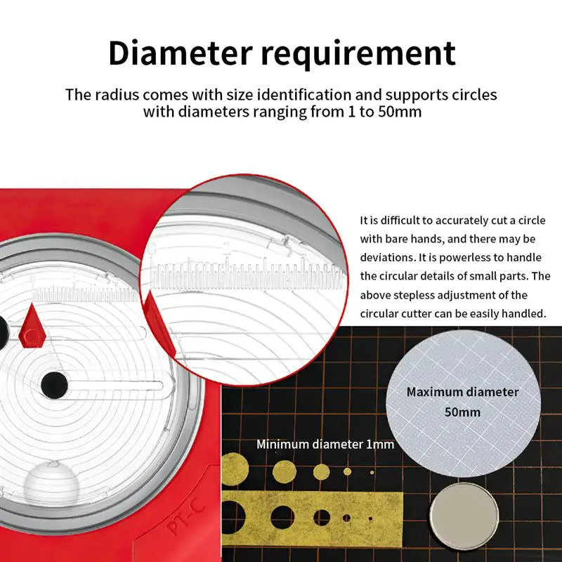 PT-C Integrated Round Cutter Pressure Adjustable Cutting Round Knife Journal Photo Circle Cutter for Model Hobby Craft Tool 4