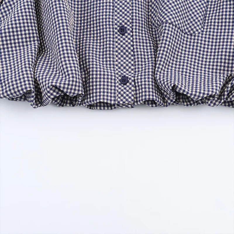 Chic Fashion Check Shirts for Women 2025 New Long Sleeve Shirt Women's Casual Simple Style Short Shirt And Blouse Tops