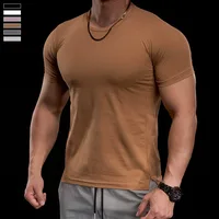 Vêtements d'entraînement de Fitness pour hommes, T-shirt de sport serré à manches courtes, respirant, haute élasticité, pour course à pied 4
