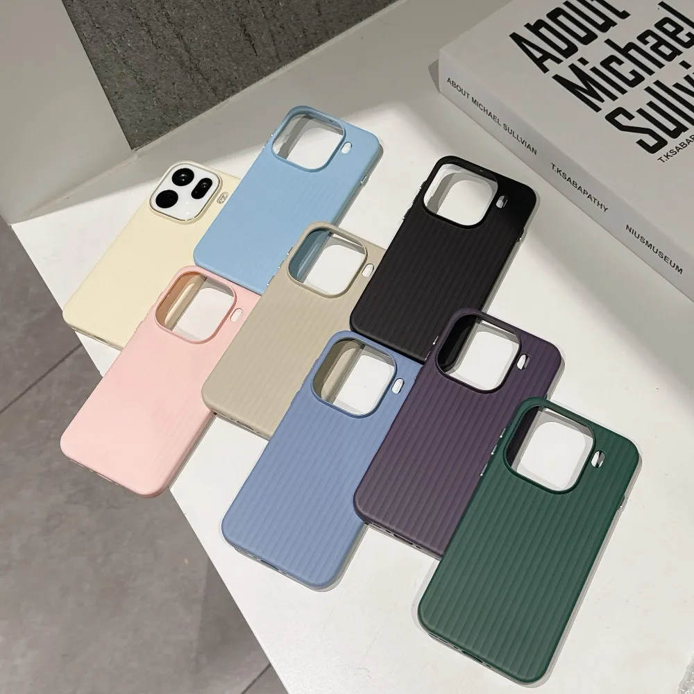 Elegant 3D Striped Magnetic Phone Case - Shockproof Matte Cover with Wireless Charging Compatibility