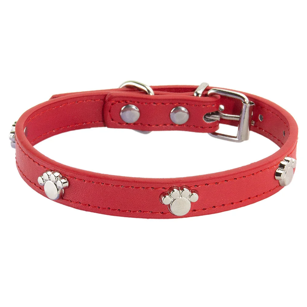 Leather Durable Pet Collars Paw - PeticaDeals