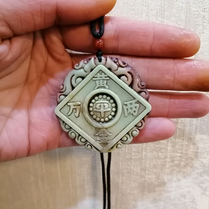 

Natural Purple Blue Handcrafted Gold 10000 Liang Purple Robe Jade Pendant, Fashionable Boutique Pendant, Car Hanging