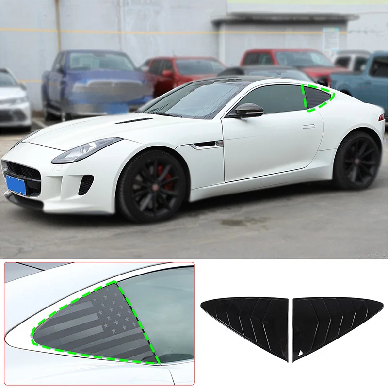 

Декоративная наклейка для пианино 2013-2024 Jaguar F-TYPE ABS, Черная задняя треугольная жалюзи, аксессуары для внешней отделки автомобиля