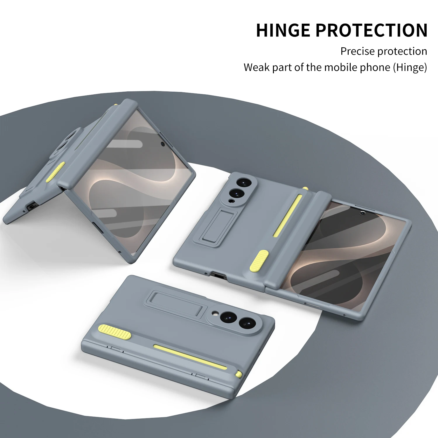 Foldable Phone Protective Case with Retractable Stylus, Built-in Kickstand & Screen Guard