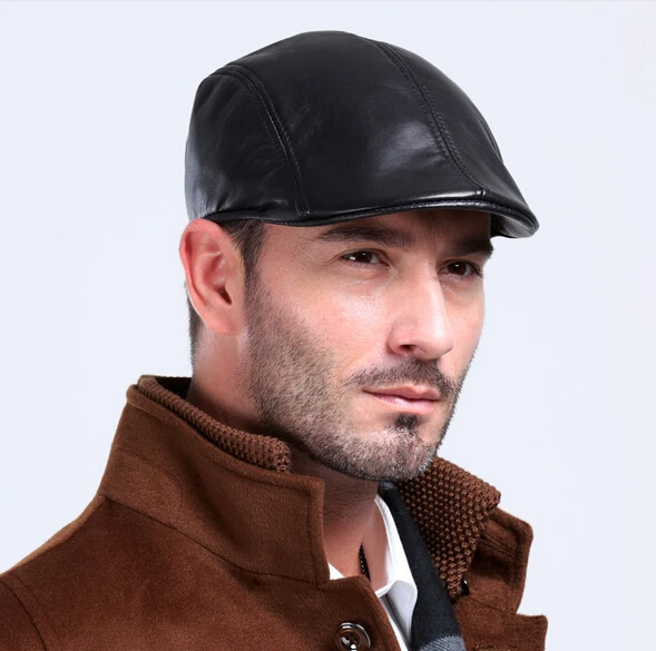 Casual hat beret hat newsboy cap newsboy hat woolen beret Harppihop fur Men's Genuine Leather Cap /Newsboy /Beret /Cabbie Hat/ Golf Hat sheepskin caps