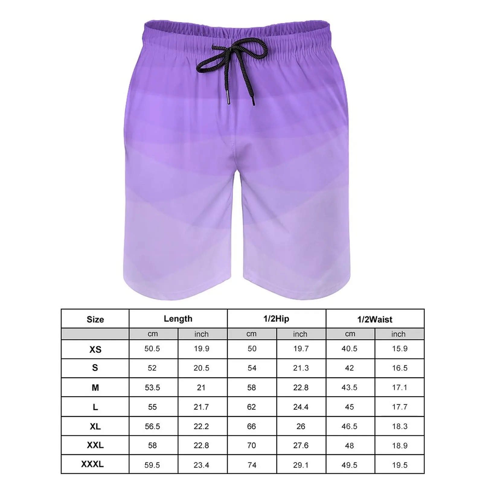 Ombre Polygonal Board Shorts Gradient Purple Vintage Beach Shorts Man Graphic Surfing Fast Dry Beach Trunks Gift Idea 2