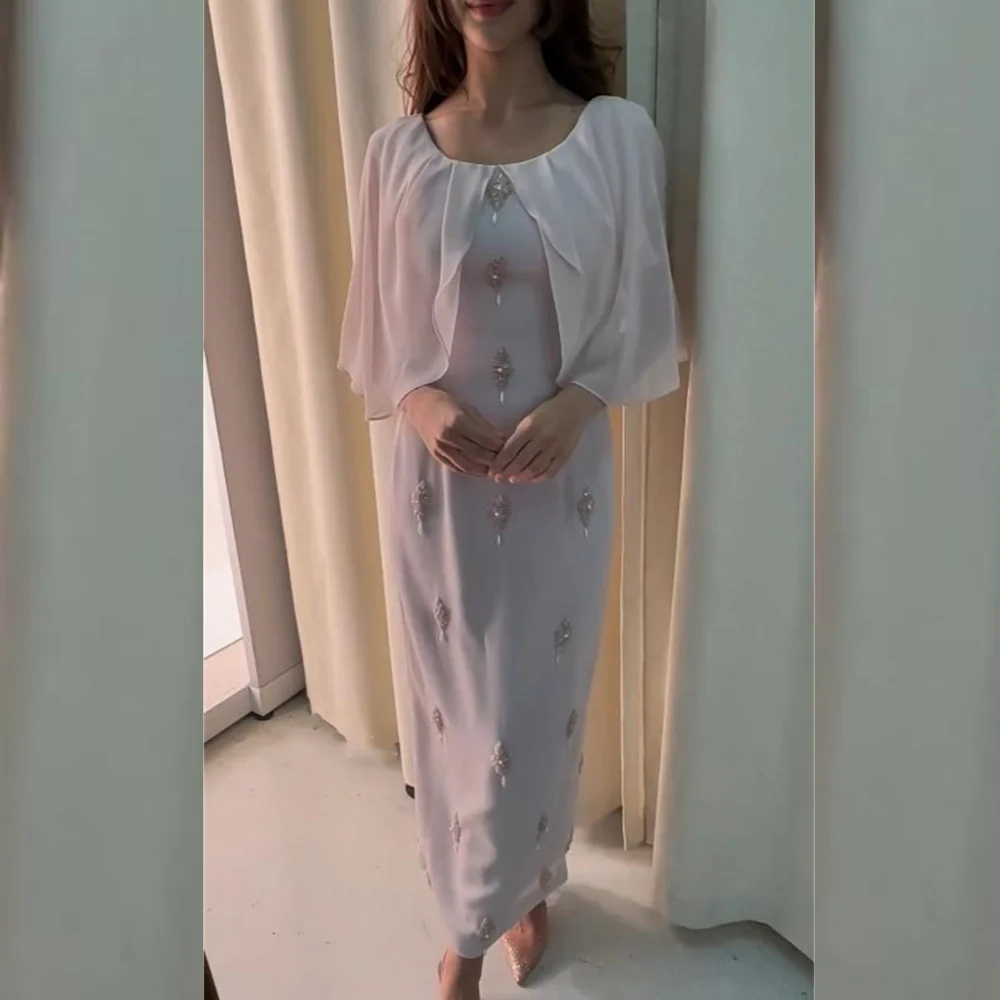 Jiayigong Chiffon Sequined Ruched Evening A-line Square Neck Bespoke Occasion Gown Midi Dresses