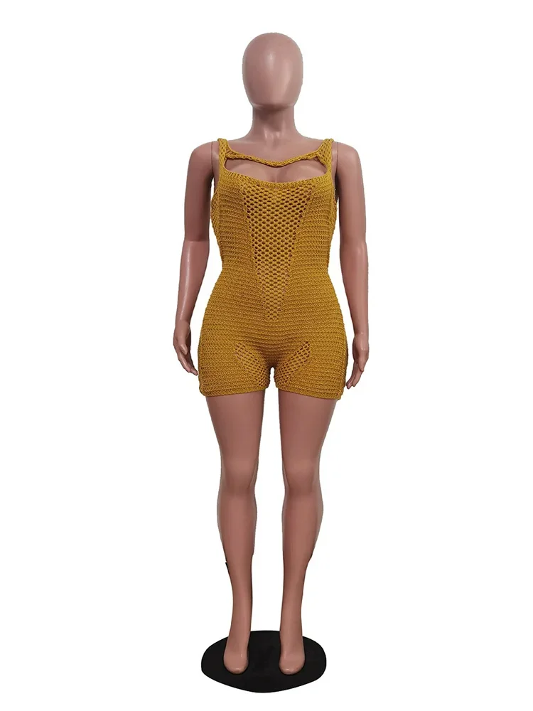 Wmstar Women's Jumpsuits Summer One Piece Outfits Slip Hollow Out  Sexy New Style Playsuits Overalls Wholesale Dropshipping 2025