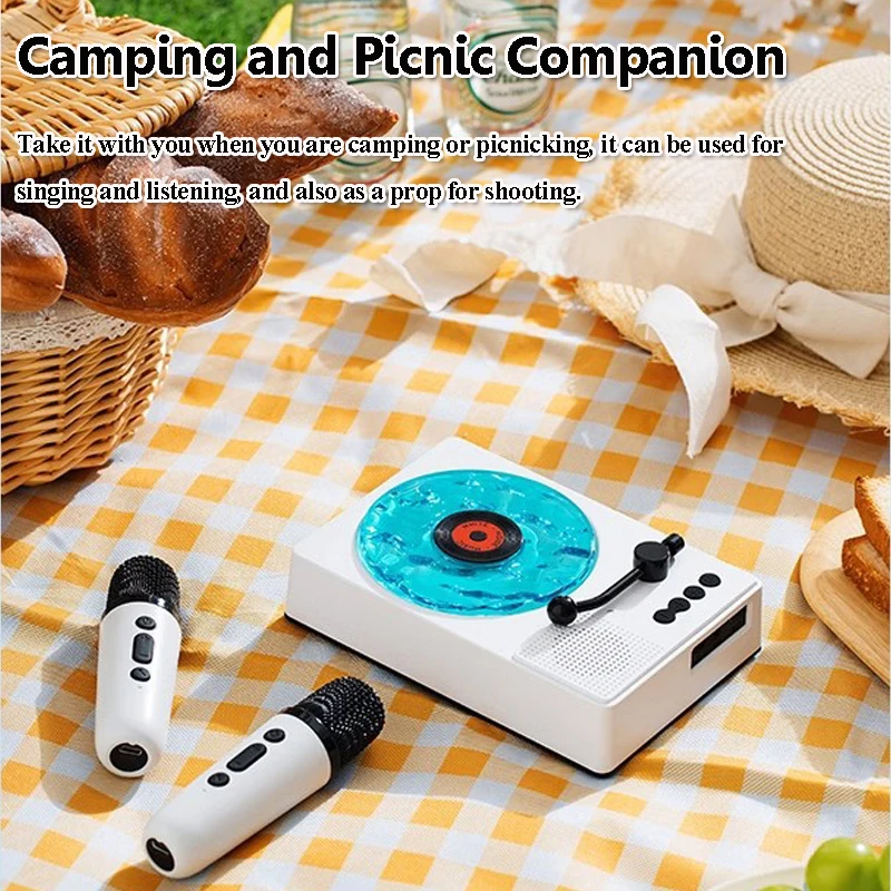 Portable Wave Bluetooth Speaker Wireless Karaoke Soundbar Microphone White Noise Sleep Aid Music Box RGB Light TF Card Player