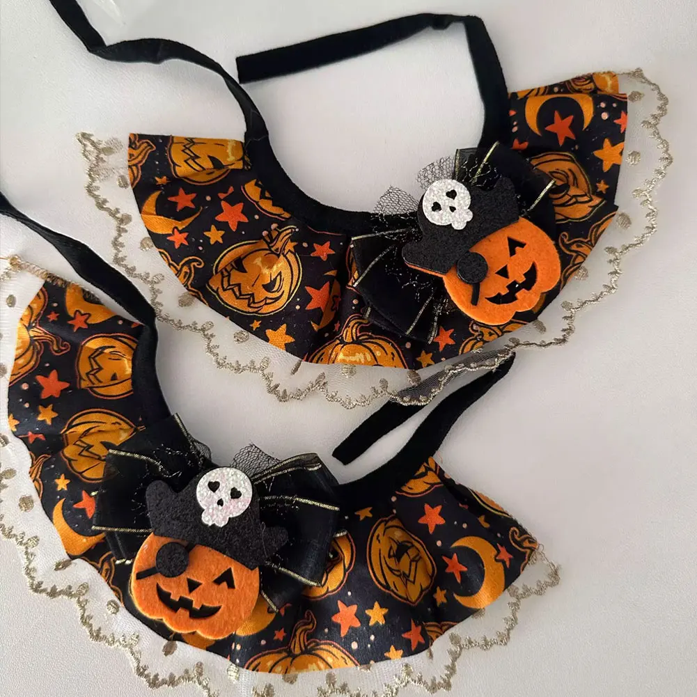 Cute and Soft Cat Dog Pet Necklace Halloween Pet Adjustable Lace Collar Pet Party Bib Scarf Necklace Small Medium Pets