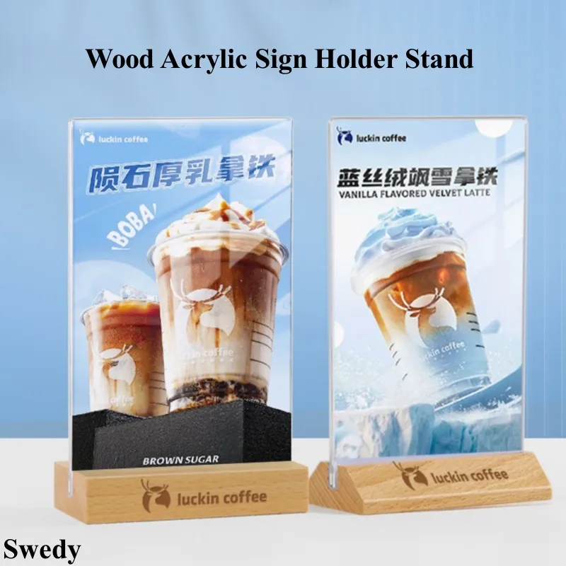 

A5 148x210mm Double Side Character Sheet Acrylic Sign Holder Display Stand Restaurant Table Menu Paper Holder Frame
