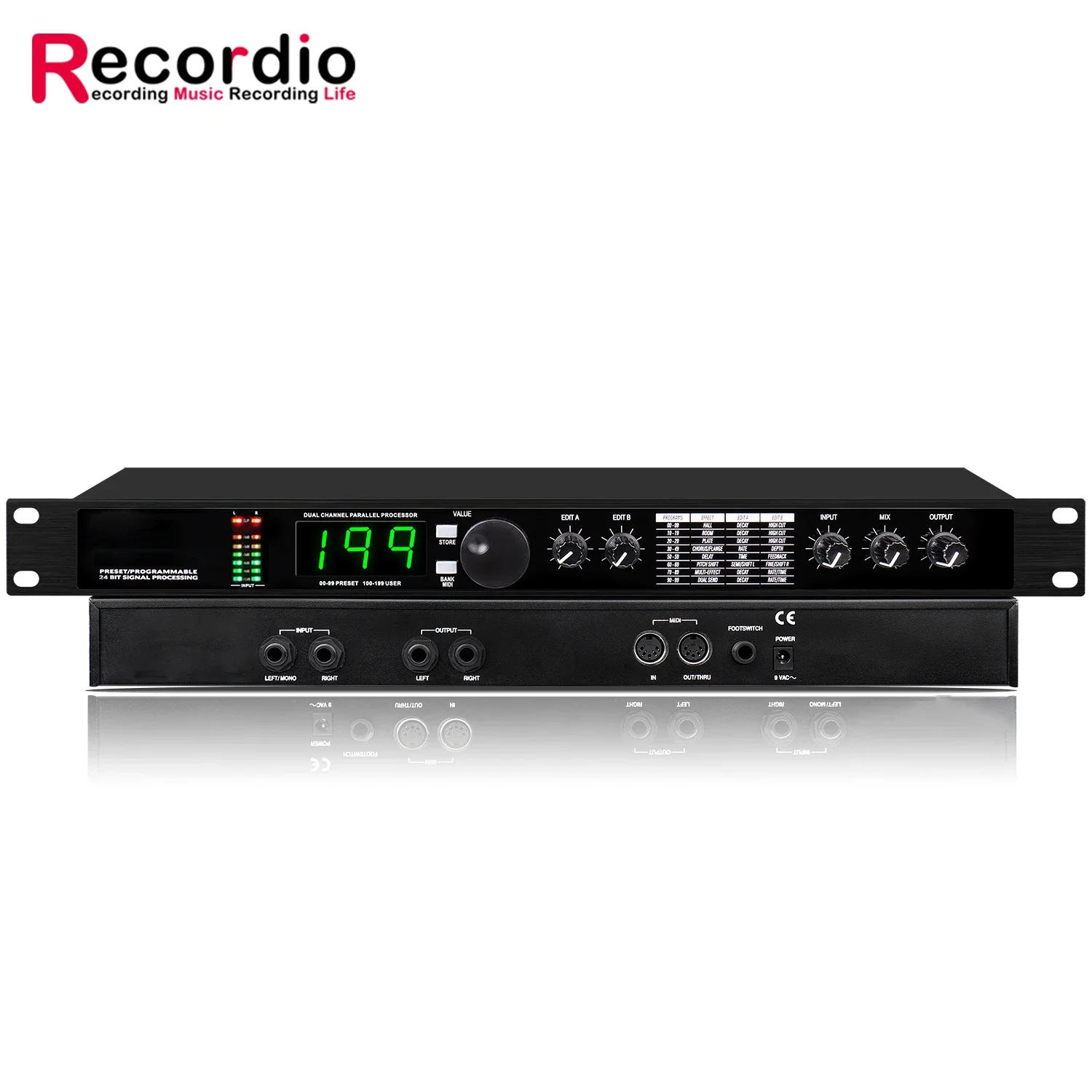 GAX-4II Professional Digital Reverb and Multi Effect DSP Processor Audio Processor Equalizer Vocal Microphone