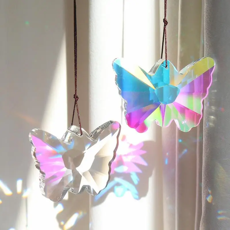 

Butterfly Prism Pendant Hanging Ornament Sun Catcher Diamond Prisms Rainbow Maker Pendant for Home Window Indoor Garden Decor