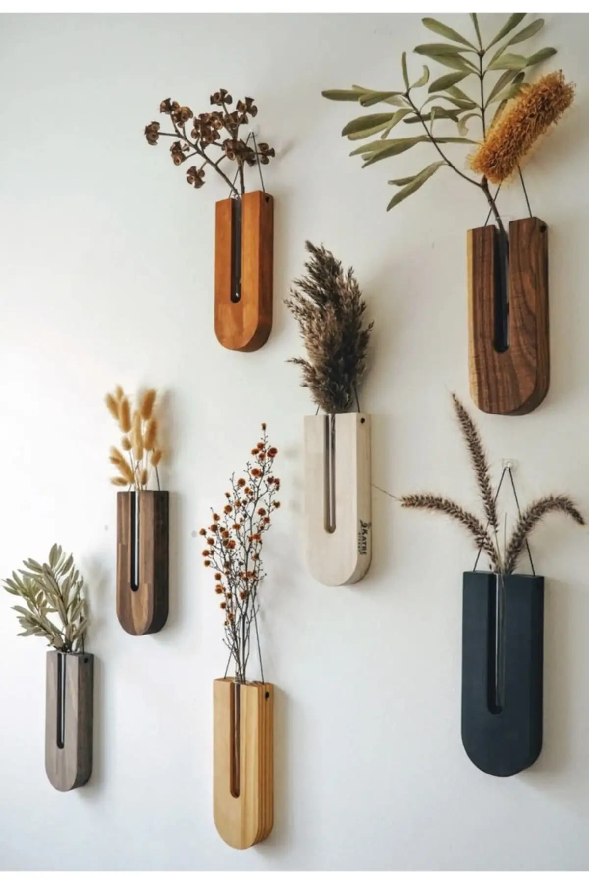 Wooden Decorative 7 Pcs Wall Flower Holder (FLOWERS NOT INCLUDED