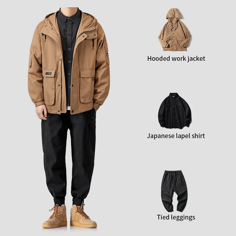

Hooded Jacket Men's Bad Weather Windproof Outdoor Mountain Hoodie Coat Multi Pocket Sweatshirt Autumn Winter Coat Fashion 22 new