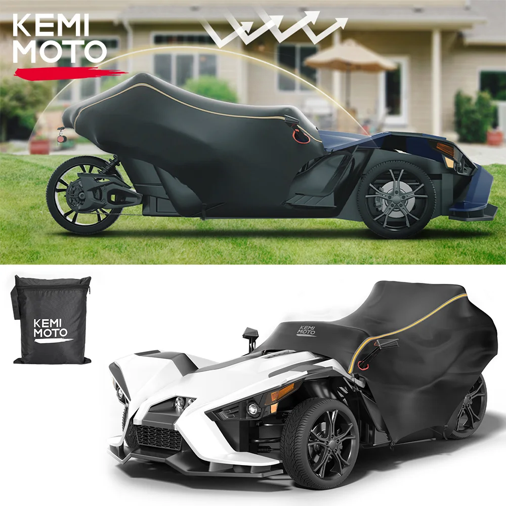 KEMIMOTO 420D Half Cover Cockpit Cover Compatible with Polaris Slingshot 2015-2023 w/ Windshield, UV Protect Dustproof Snowproof kemimoto full cover compatible with polaris slingshot r s1 s slr sl outdoor indoor vehicle storage cover 420d uv50 waterproof