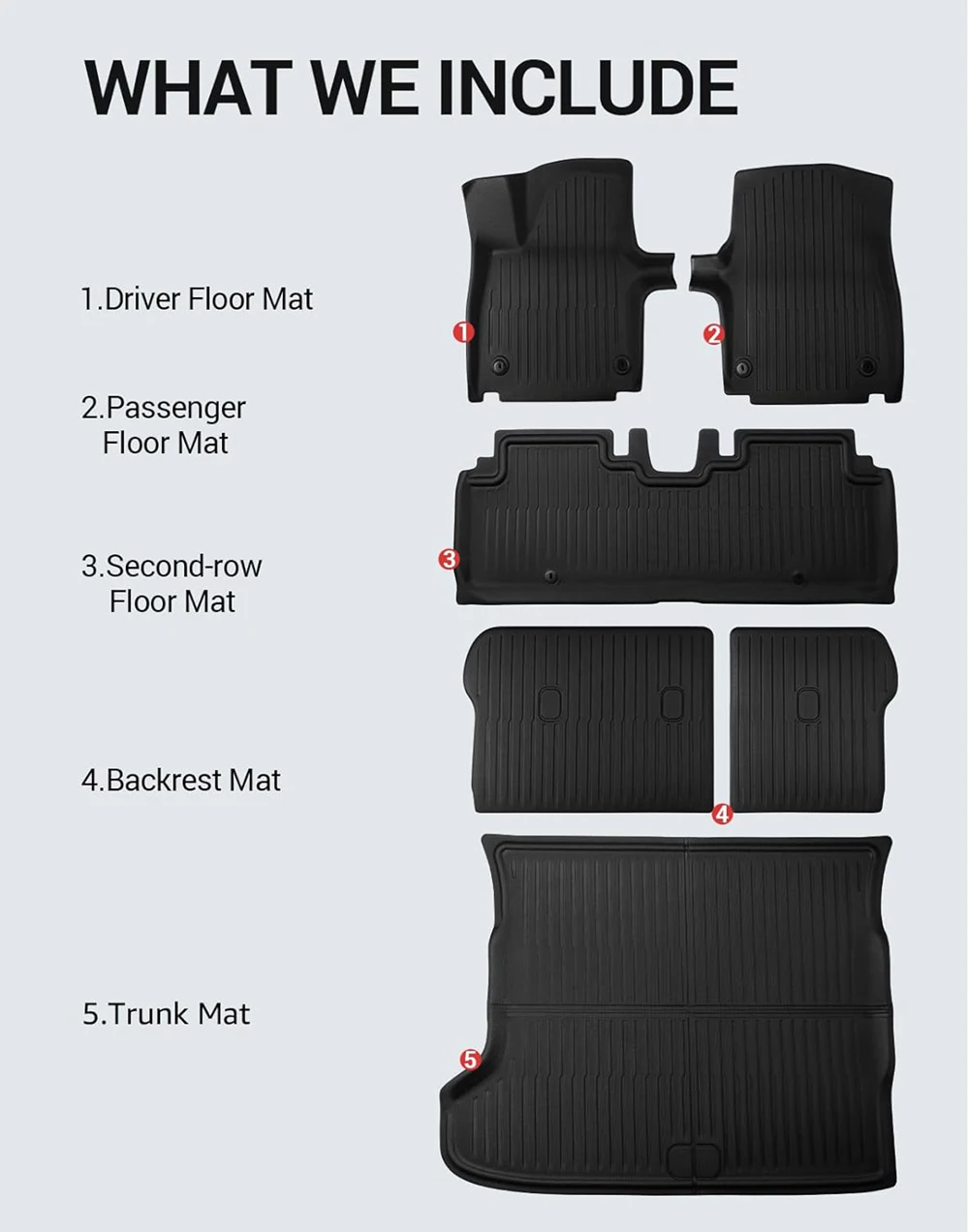 BEVO XPE Floor Mats Custom For KIA EV6 2022 - 2024 2025 All Weather Waterproof Non-Slip Trunk Mat Cargo Liner Rear Backrest Pad