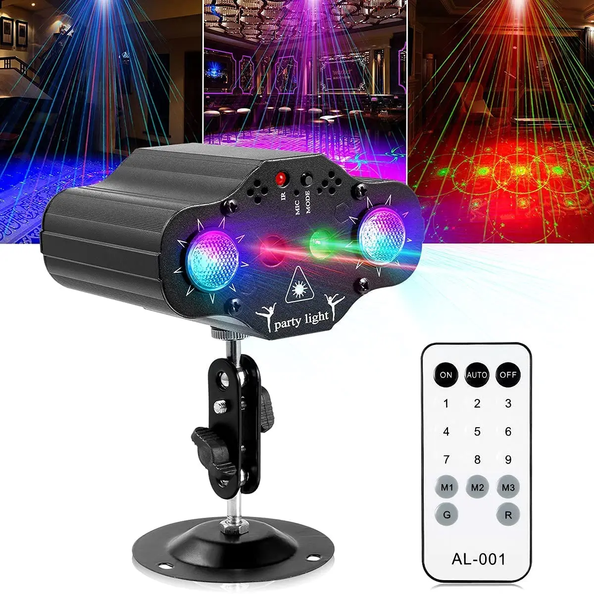

Stage DJ Party Laser Projector Disco Voice Controlled Red Green Blue Strobe Lights Club Family Holiday Christmas Lights