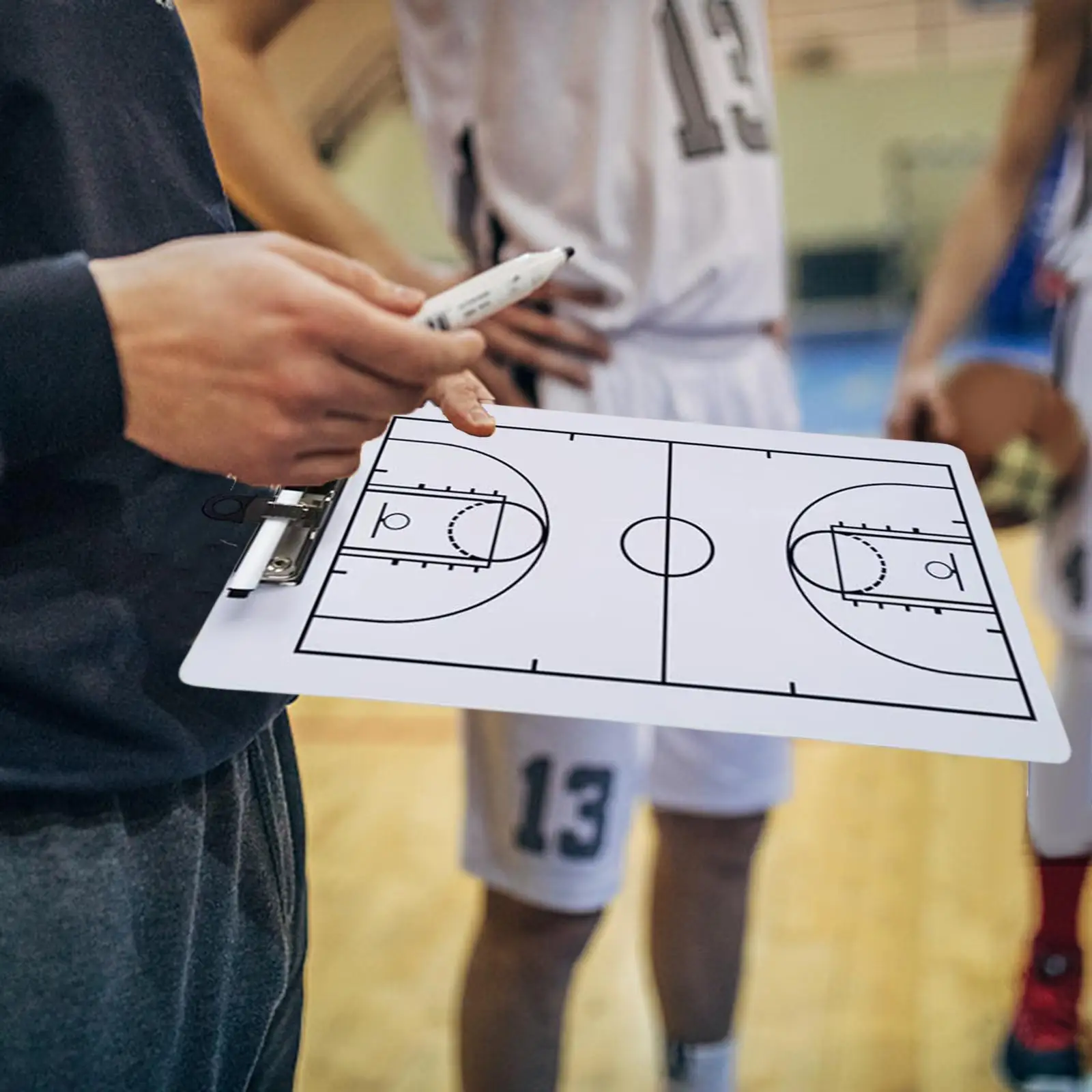 Double Sided Basketball Clipboard Guidance Training Aid with Pen Erase Portable Strategy Tactic Board, Basketball Coaching Board