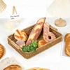 Handwoven Rectangular Plastic Serving Trays with Handles, Woven Wicker Bread Fruit Snacks Food Serving Baskets for Home Kitchen 5
