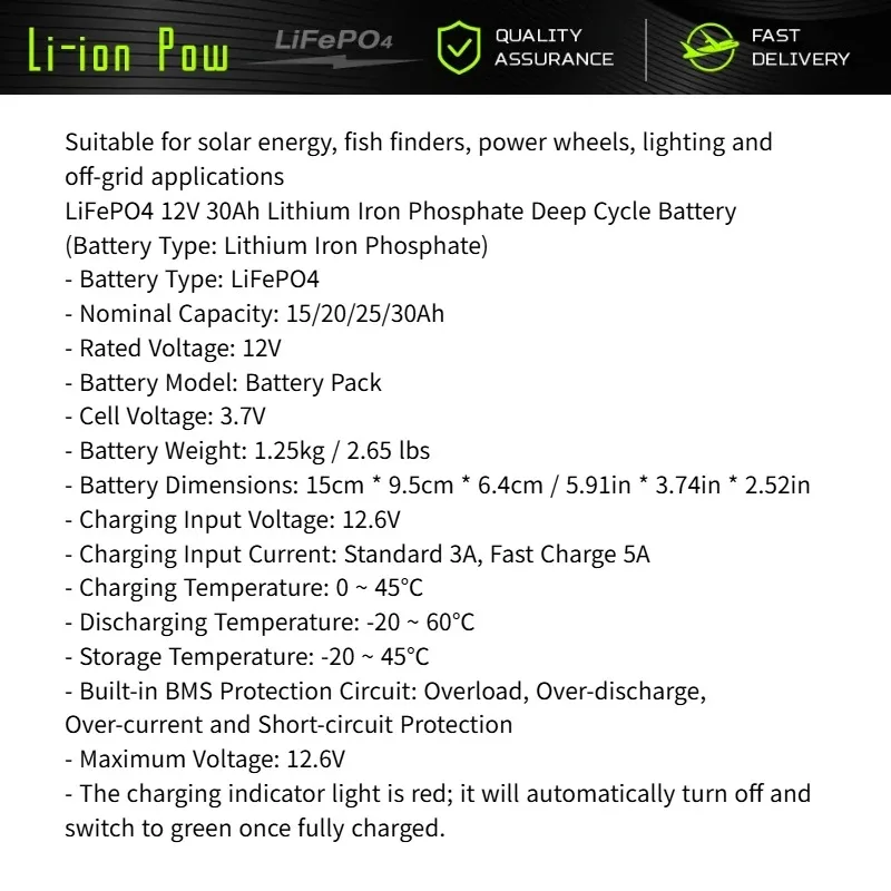 Batteria al Litio LiFePO4 12V 200Ah a Ciclo Profondo, 4000+ Cicli, Ricaricabile per Energia Solare/Eolica, Piccoli UPS, Illuminazione e Altro - immagine 2