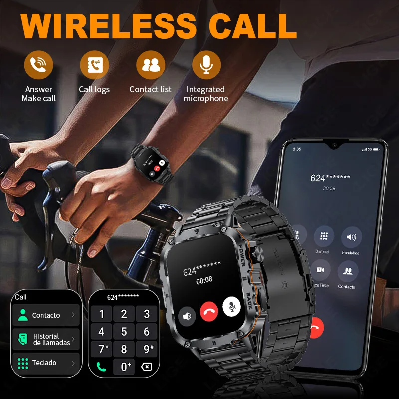 LIGE Smart Watch 1.95" Display Waterproof Bluetooth Call Sport Fitness Smartwatch Blood Pressure Sleep Monitor For Android IOS