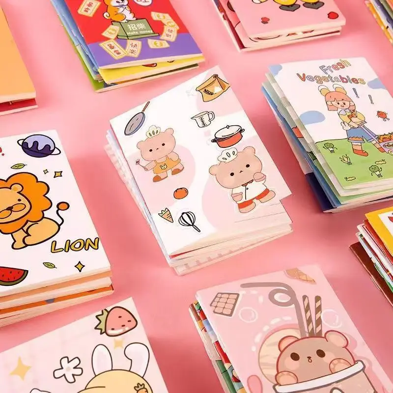 20pcs Cartoon Cute Mini Notebook Portable Diary Notepad Kid's Pocket Small Prize Kindergarten Booklet