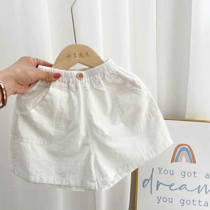 1 2 3 4 5 Years Kids Summer Shorts Boys Girls Korean Style Cotton Short Pants Toddler Children Cute Solid Elastic Waist Shorts