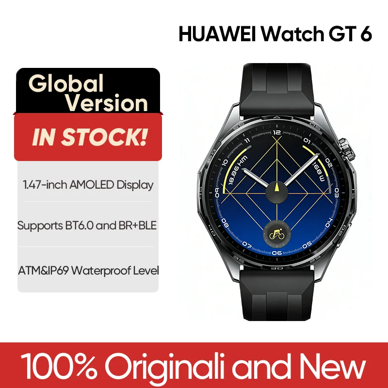 2025 HUAWEI WATCH GT 6 Smartwatch 1.47”/1.32” AMOLED Screen Up to 21-Day Battery Life Heart Rate NFC Compatible iOS and Androi