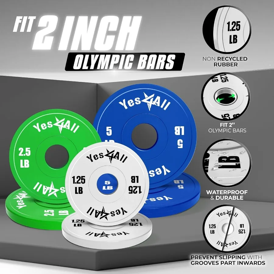 Fractional Weight Plates Set for Home Gym and Fitness Training Available in Steel and Rubber Materials Includes 2 4 6 Plates in