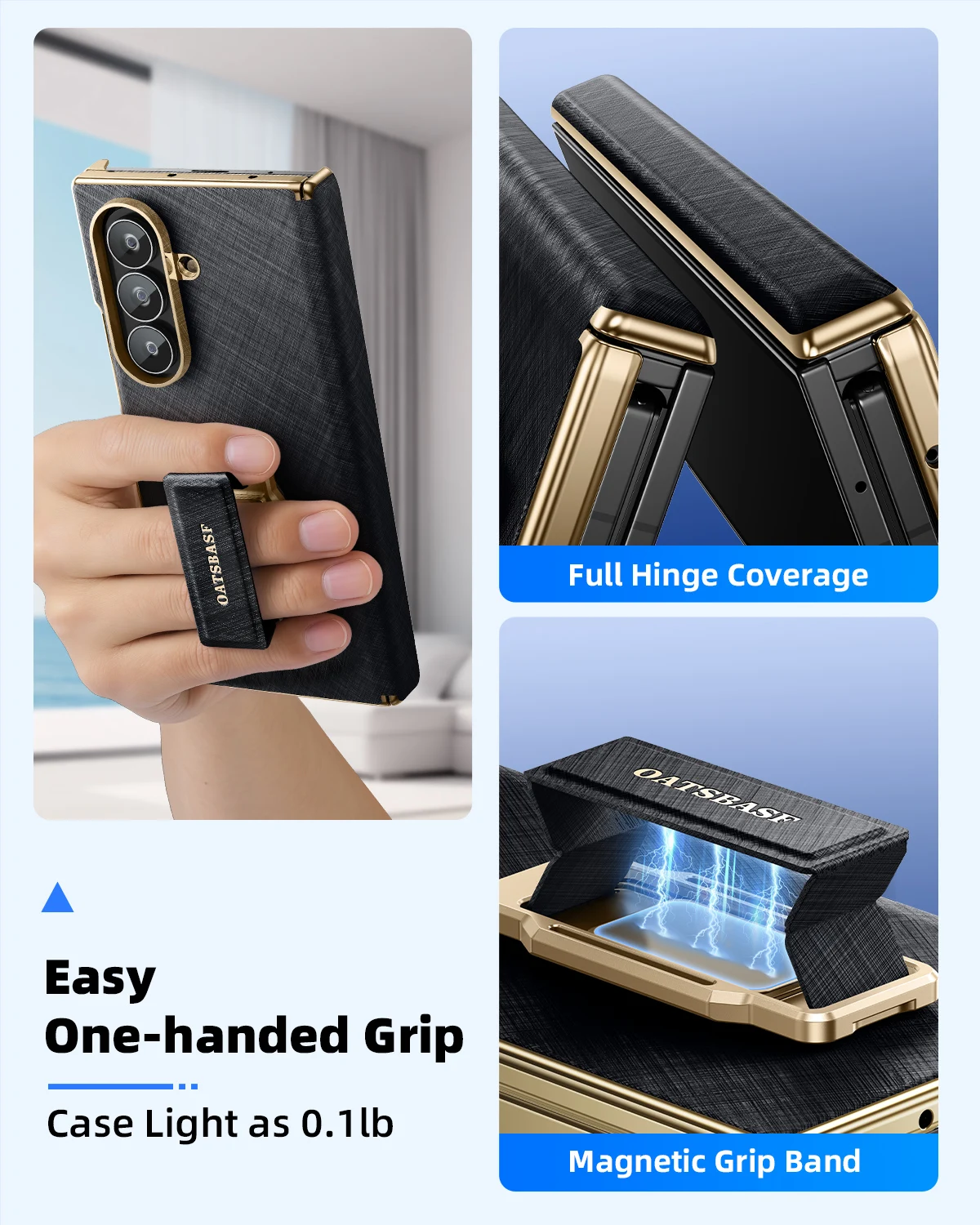 Eary Leather Case with Strap and 360° Rotatable Stand - Shockproof Drop Protection Shell