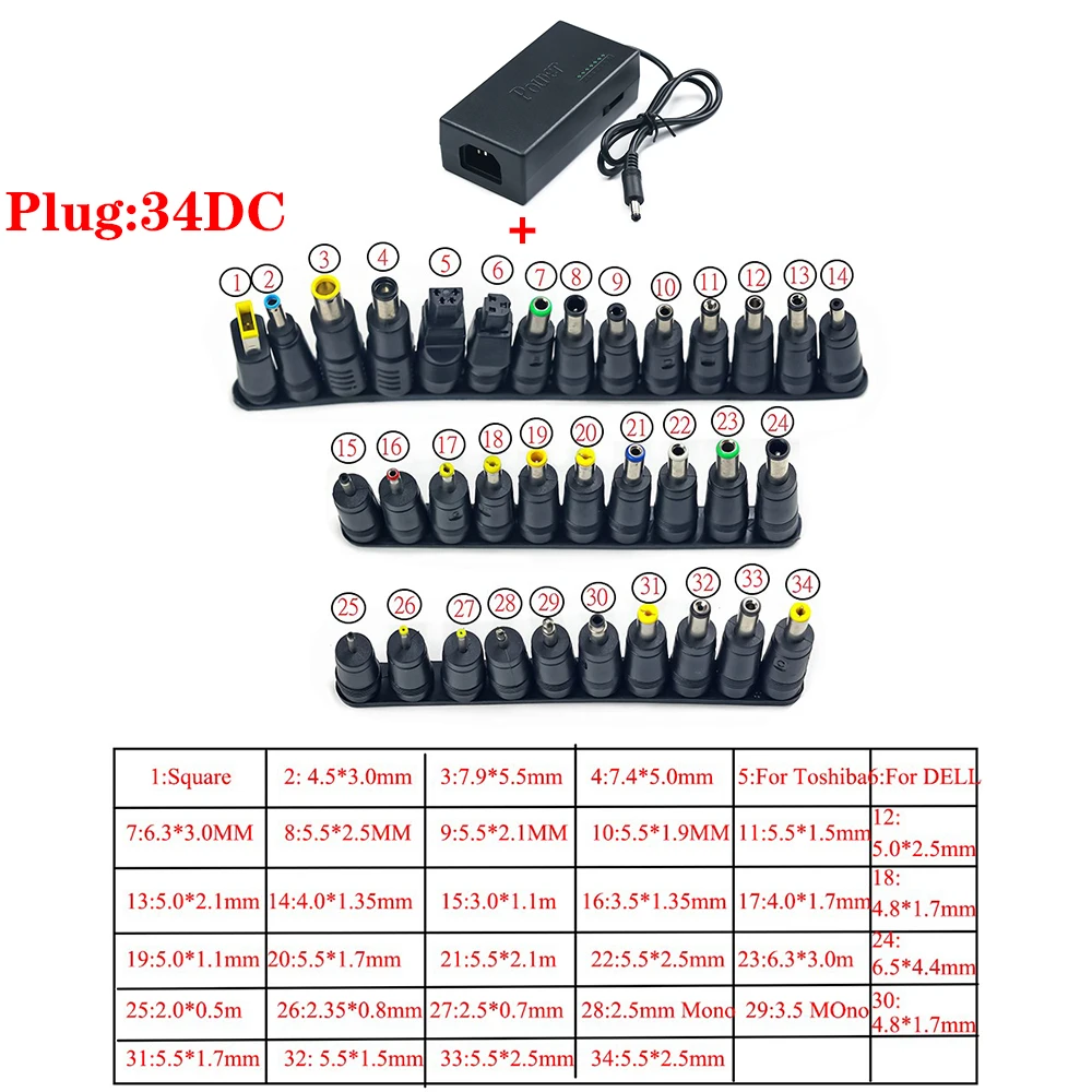 96W uniwersalny zasilacz do laptopa AC 12V 15V 16V 18V 19V 4.5A 20V 24V ładowarka do Dell do Toshiba ForAsus do Acer dla Lenovo