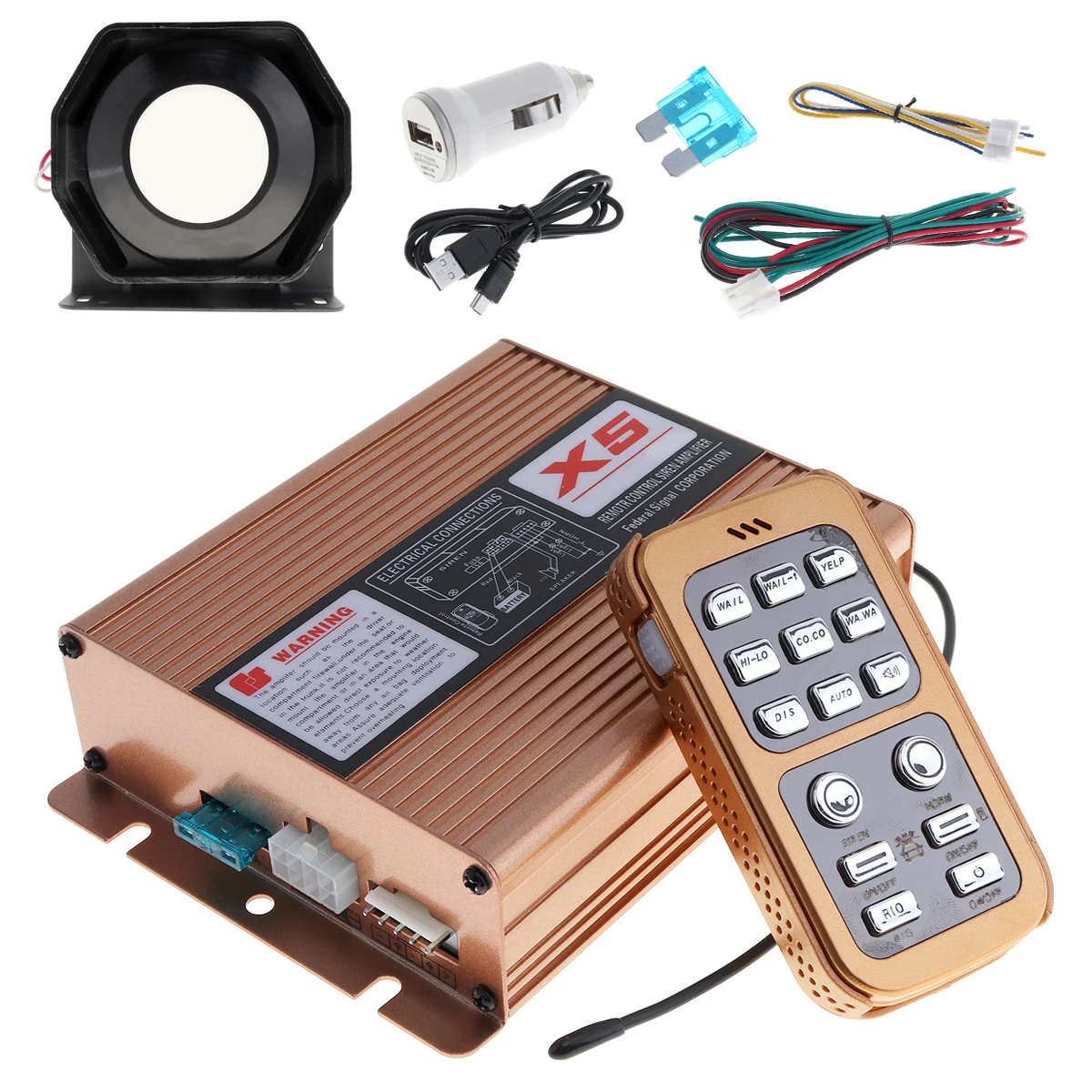 12V400W8SoundCarAlarmSirenHornSpeakerwithMICSystemRemote
