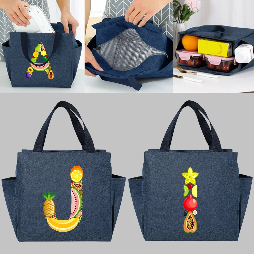 

Insulated Lunch Cooler Bag Fruit Letter Series Dinner Bags Multifunction Large Capacity Portable School Picnic Thermal Food Pack