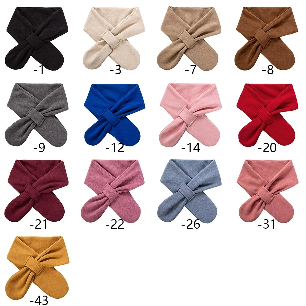 인조 캐시미어 베이비 스카프 벨벳 넥커치프 솔리드 키즈 넥 스카프 트위스트 보우  넥 워머 어린이 여아 겨울용